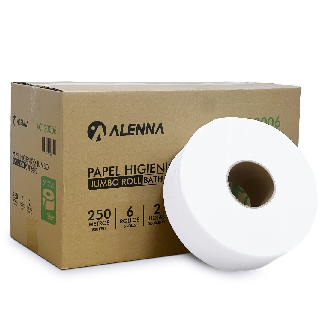 Alenna Papel Higiénico Jumbo Premium Doble Hoja 250 Metros Caja 6 Unidades