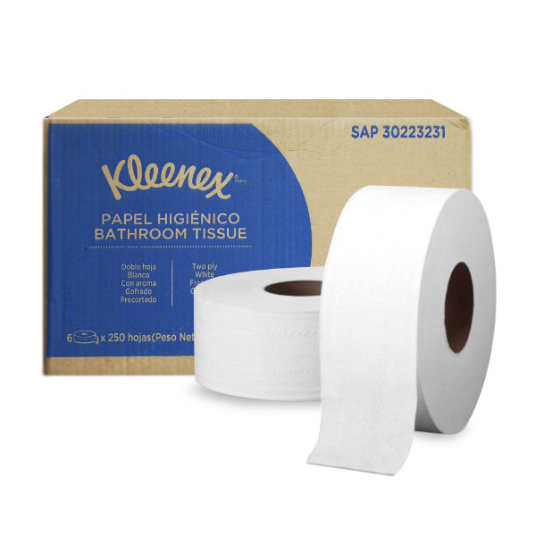 Kleenex Papel Higiénico Jumbo 250 Metros Doble Hoja Caja 6 Unidades