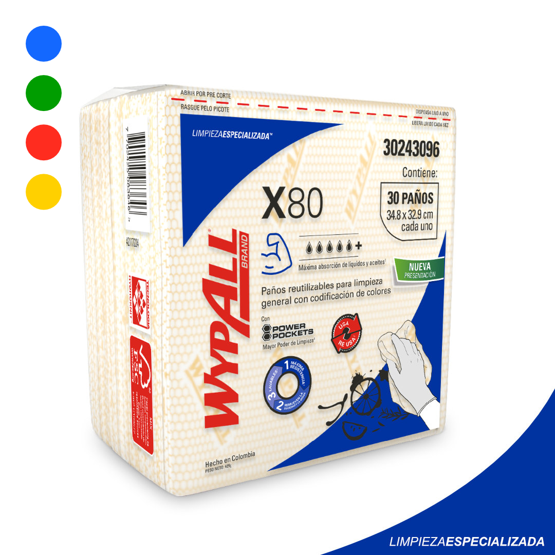 WypAll X80 Paños Multiuso Doblados 30 Unidades