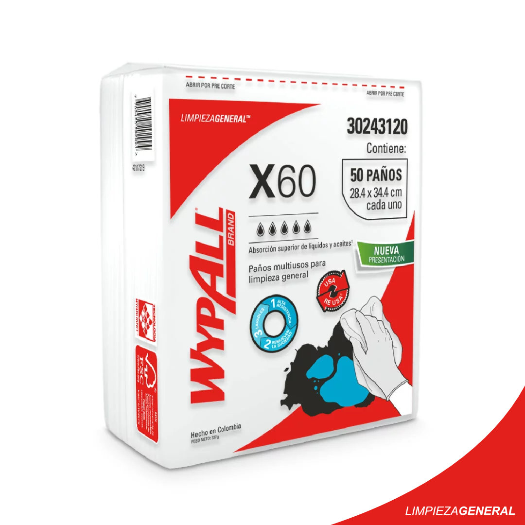 WypAll X60 Paños Reusables 50 Paños