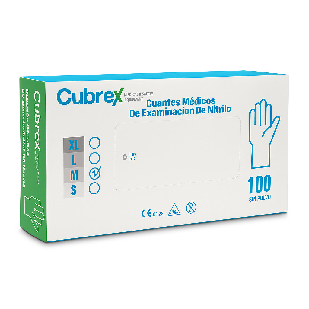 Guantes Desechables de Nitrilo 100 Unidades - M